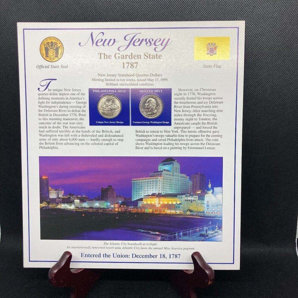 Uncirculated New Jersey State quarters and stamp set